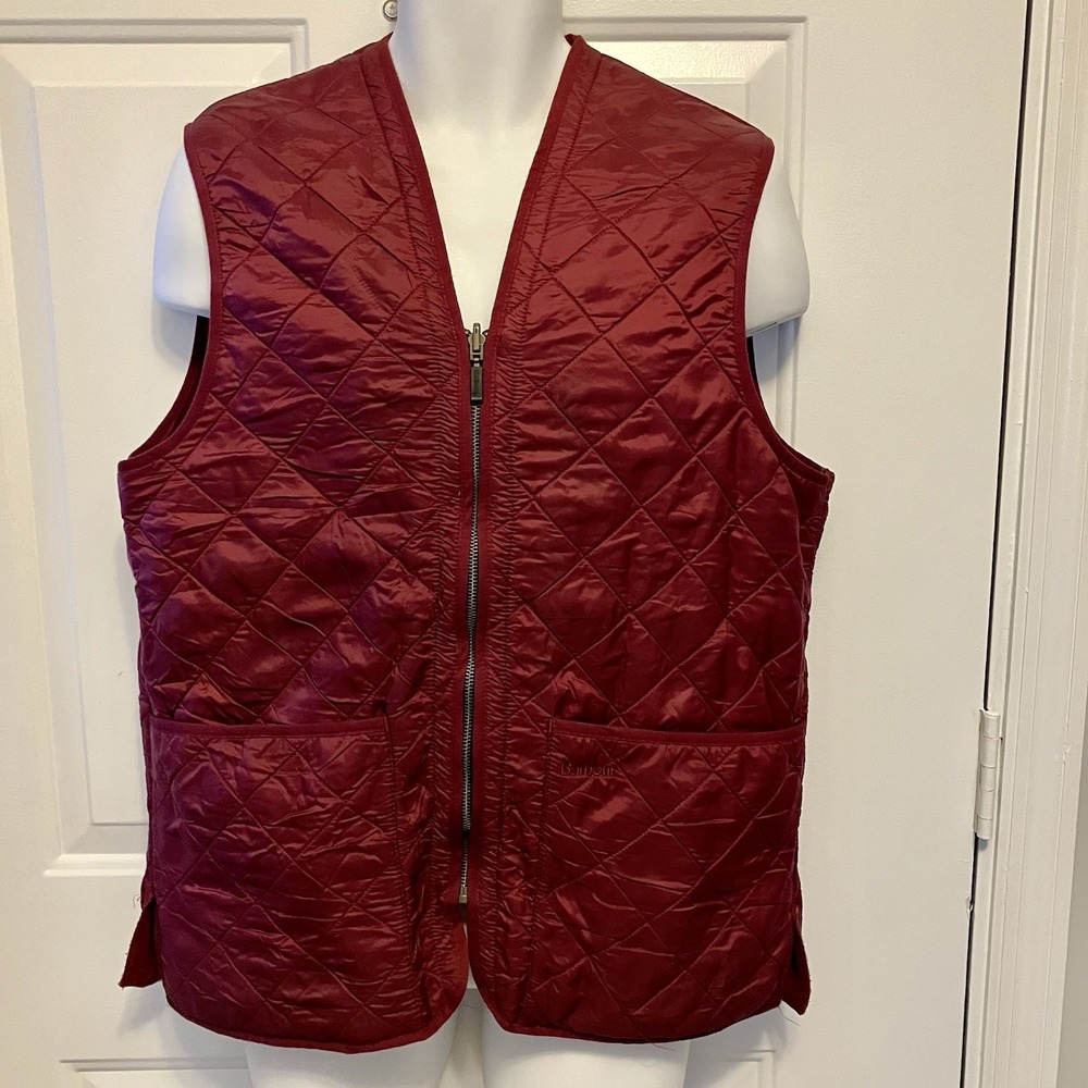 Barbour Polar Quilts Fleece-Lined Gilet Vest Burgundy Red Unisex Men's Women's